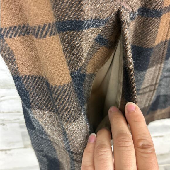 J.Crew Women’s S Tan Plaid Wool Blend Vintage Zip-Up Jacket Unlined Long Sleeve - Picture 6 of 7